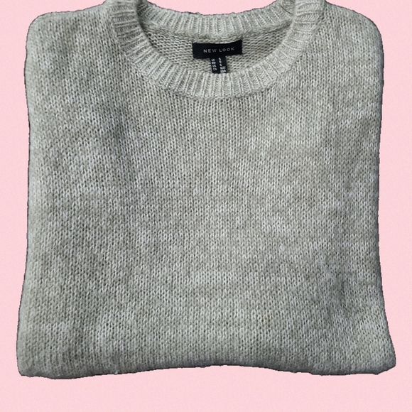 New Look Womens Knit Sweater Small Gray Crew Neck - Picture 1 of 2